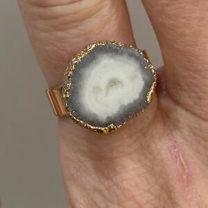Gold and Gray Geode Ring, size 8